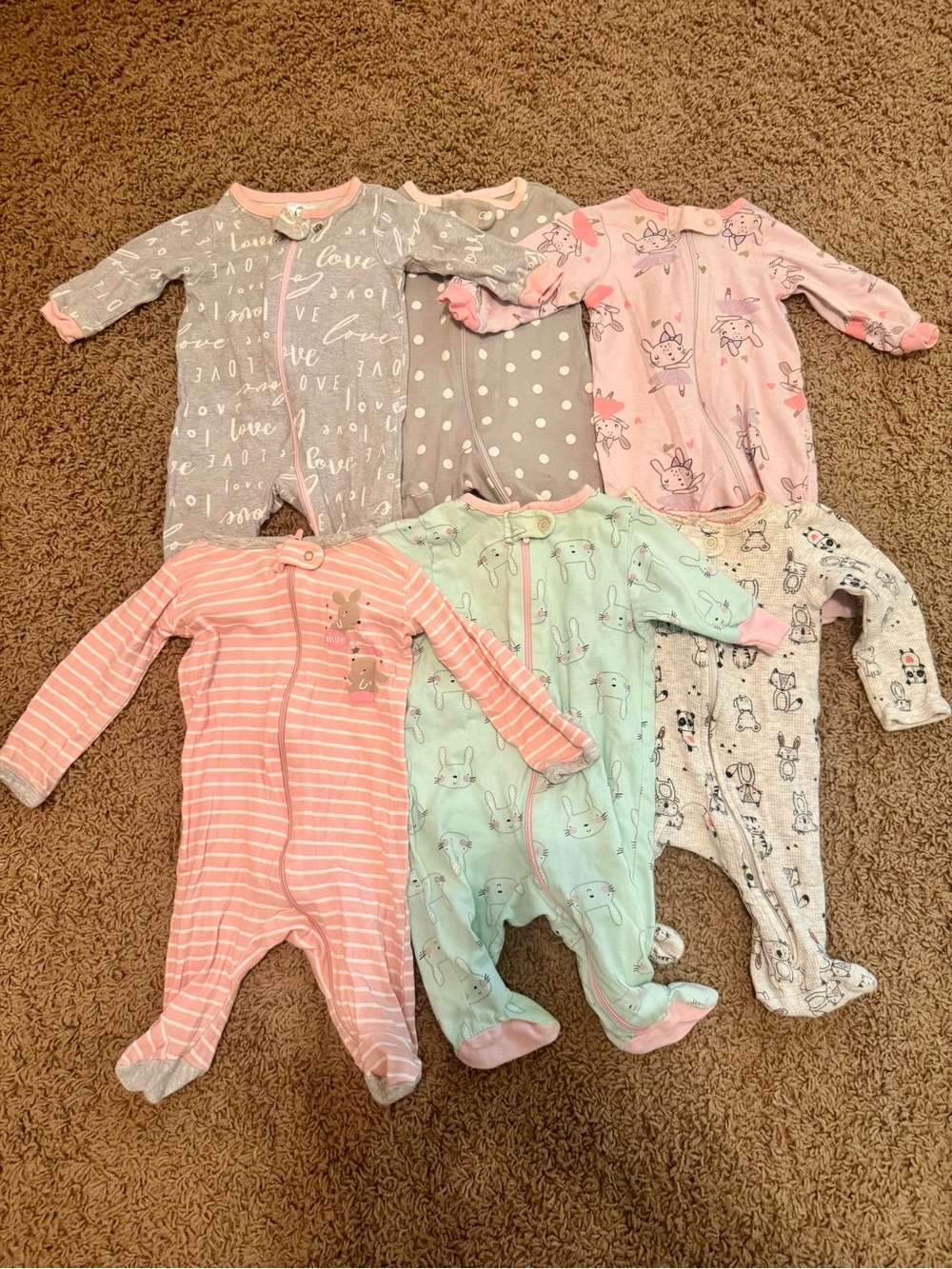 100% Cotton Newborn Girl Sleepers